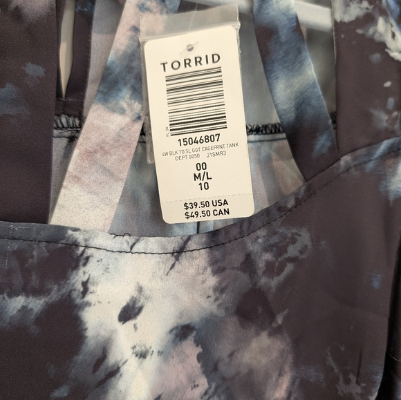 SALE NWT Torrid Tie-dye Georgette Cage Front Tank 00 - Picture 9 of 15